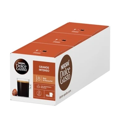 Image de NESCAFÉ Dolce Gusto Grande Intenso lot de 3 paquets 16 capsules café, grains arabica d&#039;Amérique du Sud, crème marron noisette, scellées aux arômes,