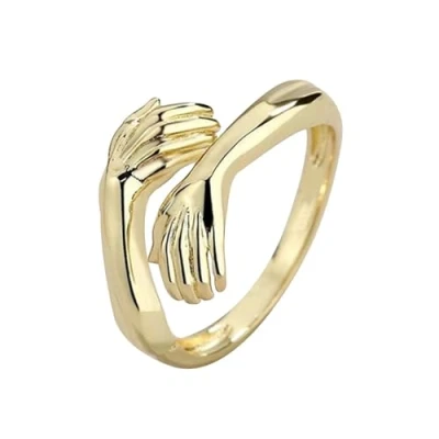 Afbeelding van Damesringen 925 sterling zilver verstelbare knuffelring romantisch open ring paar sieraden belofte meisje bruiloft verjaardagscadeau, Lak Metaal