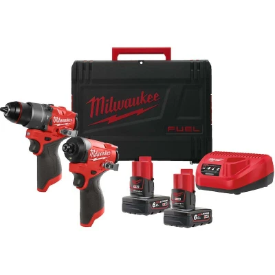 Afbeelding van MILWAUKEE M12 FPP2A2 602X FUEL accu machineset FPD2 + FID2 2 delig in HD Box (2x 6,0Ah lader) 4933480588