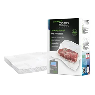 Afbeelding van CASO Set van 50 professionele 6 sterren plastic foliezakken 20 x 30 cm, voor alle vacuümmachines, SousVide compatibel, herbruikbaar, sterk en scheurvast, ca. 150 μm,