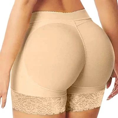 Afbeelding van FFWTPY Gevoerde kanten slip voor dames, naadloos, heupversterking, figuurvormend ondergoed, buikcontrole, Beige