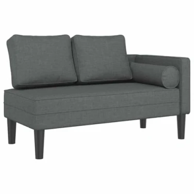 Afbeelding van Chaise longue met kussens stof donkergrijs