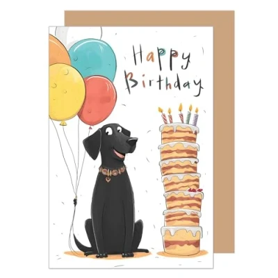 Afbeelding van Edition Seidel Hoogwaardige verjaardagskaart met envelop, wenskaart spreuk &quot;Happy Birthday&quot; voor mannen, vrouwen, kinderen en honden G3591 SW024