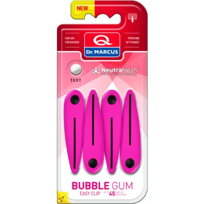 Afbeelding van Dr. Marcus Easy Clip Bubble Gum luchtverfrisser met neutrafresh technologie Autogeurtje voor in de auto Tot 45 dagen geurverspreiding 4 clips sterktes