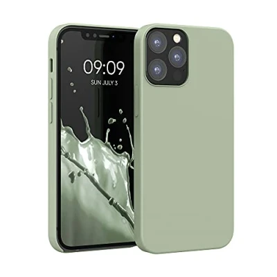 Afbeelding van kwmobile telefoonhoesje geschikt voor Apple iPhone 12 / Pro Hoesje met siliconen coating Smartphone case in grijsgroen