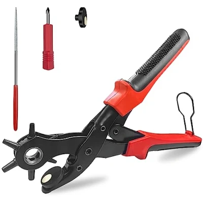 Afbeelding van Ceisazira 2 4.5 mm ronde perforator met 6 punch maten, professionele roterende lederen riem gat klem voor kaarten, horlogebanden, tassen, karton, geperforeerde leren schoenen