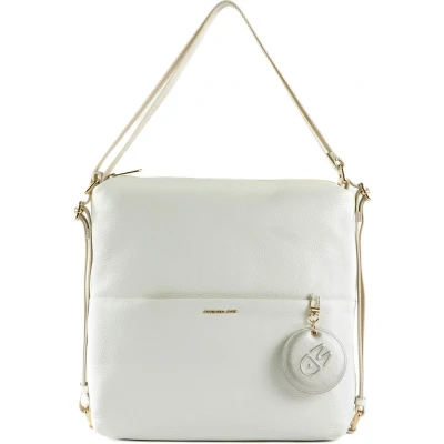 Afbeelding van MANDARINA DUCK Leren Schoudertas Rugzak Mellow Leather Hobo Optical White Wit
