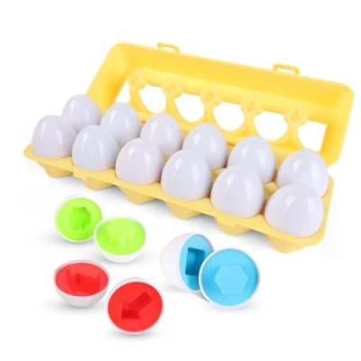 Image de SUPERBE BEBE Jeu Montessori Bébé et Enfant Œufs Assortis Plastique à Apparier Selon Formes Couleurs Jouet Éducatif d&#039;apprentissage Précoce Enfants 3 Ans Eveil Creativité Cadeau