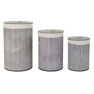 Afbeelding van Mandenset DKD Home Decor Beige Grijs Bamboe 38 x 60 cm (3 Onderdelen) (2 Stuks)