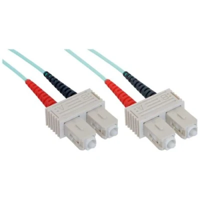 Image de InLine Cordon de raccordement SC multi mode (M) pour 30 m fibre optique duplex 50 / 125 microns OM3 sans halogène turquoise