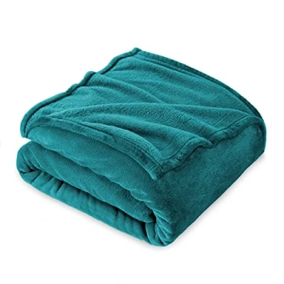 Afbeelding van Plaid voor bank, fleece deken, bankovertrek, 160 x 210 cm, flanel, 2 personen, zacht en warm, blauw/groen