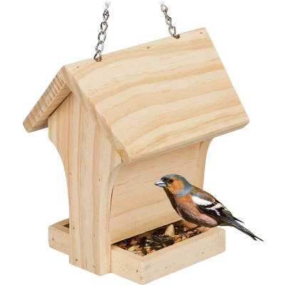Afbeelding van Relaxdays vogelvoederhuisje kleine vogels houten voederhuis mezen tuin hangend