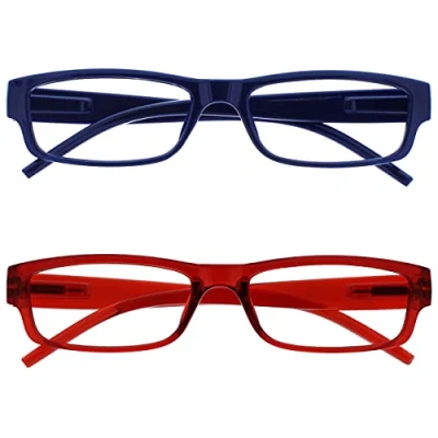 Afbeelding van The Reading Glasses Company Society leesbril, donkerblauw, rood, licht, waardevolle spelers, verpakking van 2 mannen, vrouwen RR32 3Z +2,50
