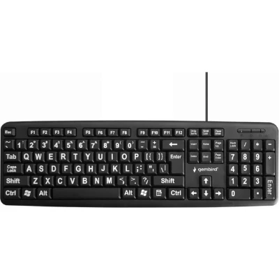 Afbeelding van Gembird bedraad USB toetsenbord met grote letters QWERTY (US) / zwart 1,5 meter