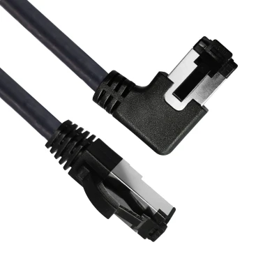 Afbeelding van Maxtrack TI52 1,5L RJ45 Netwerkkabel, patchkabel CAT 8.1 S/FTP 1.50 m Zwart 90 haaks naar links, Afgeschermd (enkel) 1 stuk(s)