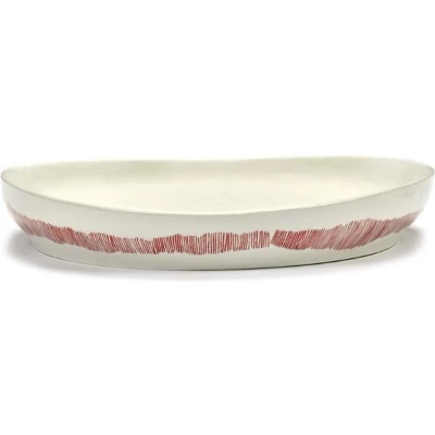 Afbeelding van Serax FEAST Swirl Stripes L Serveerschaal 35 Cm Gebroken Wit