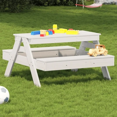 Afbeelding van Picknicktafel voor kinderen 88x97x52 cm massief grenenhout wit