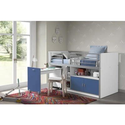 Afbeelding van KidsOnly Bonny Halfhoogslaper met Uitschuifbureau Wit/Blauw