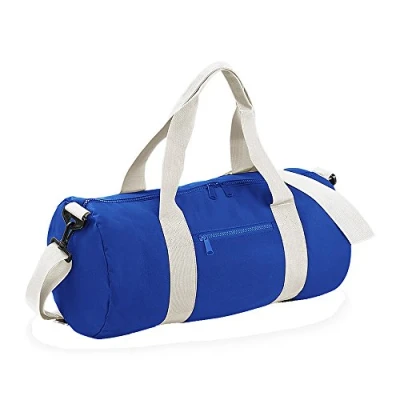 Afbeelding van Bagbase Gewoon Varsity Barrel / Duffle Bag (20 Liter) (Helder koninklijk/off wit)