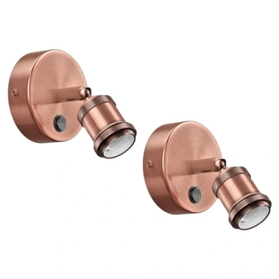 Afbeelding van ledscom.de 2 stuks RETRA wandlamp, schakelaar, mat brons, rond, 1 x E27 max. 60 W