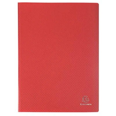 Afbeelding van Exacompta 88115E Opak zichtmap van mat, ondoorzichtig polypropyleen, met gladde, zeer transparante binnenzakken, 100 hoezen en 200 zichten. DIN A4 Kleur het deksel: Rood