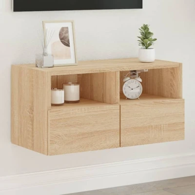 Afbeelding van Tv wandmeubel 60x30x30 cm bewerkt hout sonoma eikenkleurig