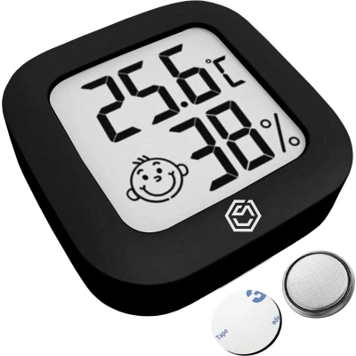 Afbeelding van Ease Electronicz hygrometer Weerstation Luchtvochtigheidsmeter Thermometer Voor Binnen Incl. Batterij en Plakstrip