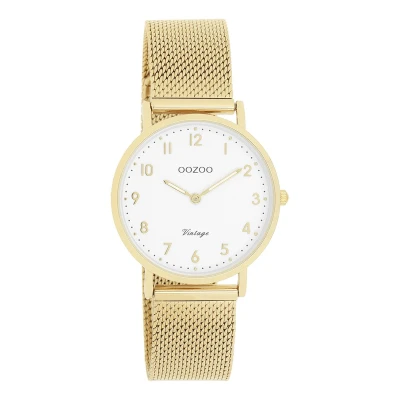Afbeelding van goudkleurige OOZOO horloge met metalen mesh armband C20347