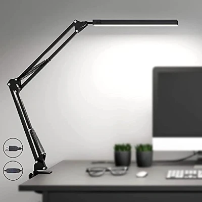 Afbeelding van SKYLEO Led bureaulamp, krachtig, met clip, oogbescherming, 3 verlichtingsmodi, 10 helderheidsniveaus, zwart