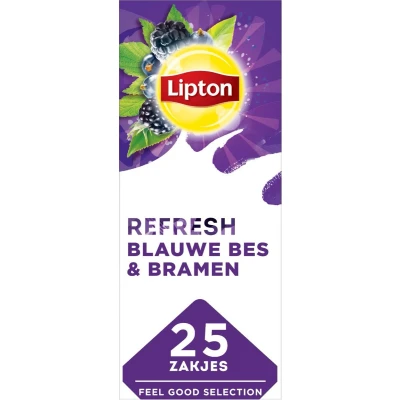Afbeelding van Lipton Refresh Blauwe bessen en bramen thee doos 25 theezakjes