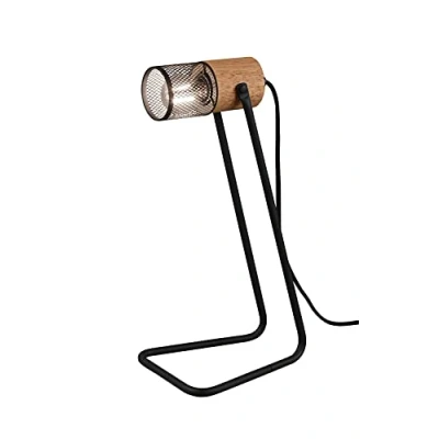 Afbeelding van TRIO TOSH Tafellamp Zwart mat excl. 1x E14 15W Snoerschakelaar Houten elementen