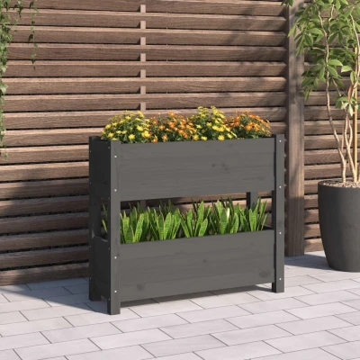 Afbeelding van Plantenbak 77x25x66 cm massief grenenhout grijs