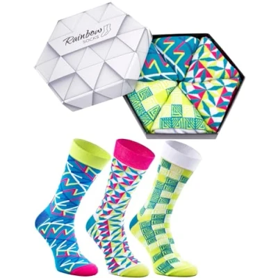 Afbeelding van Rainbow Socks Vrouwen mannen Sushi Sokken Tamago zalm komkommer Maki 3 paar, x turquoise roze geel