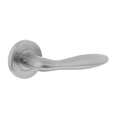 Afbeelding van Intersteel Deurklink RVS Jupiter op geveerde kunststof rozet met nokken Ø55x8 mm