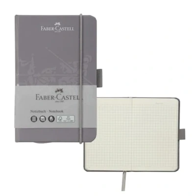 Afbeelding van Faber Castell 27827 Notitieboek, DIN A6, geruit, 100 g/m², 194 pagina&#039;s FSC Mix papier, grijs, 90 x 140 mm