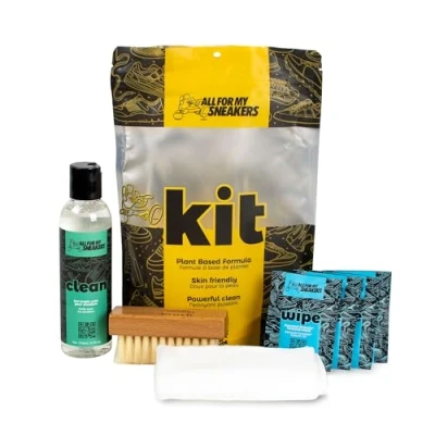 Afbeelding van ALL FOR MY SNEAKERS Premium reinigingsset voor sneakers, met borstel, fles (170 ml), microvezeldoek en 4 doekjes, zwart, eenheidsmaat, zwart.