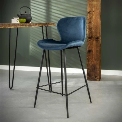 Afbeelding van Hoyz Barstoel Velvet Blauw 4 stuks