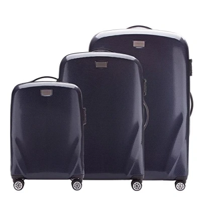 Afbeelding van WITTCHEN PC Ultra Light Bagagekoffer van polycarbonaat, vier wielen, TSA cijferslot, telescoopsteel aluminium, Donkerblauw, Set 3 koffers