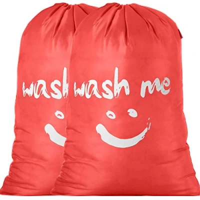 Afbeelding van IHOMAGIC 2 stuks waszakken 120 liter, vuile was, waszak, grote opvouwbare wasmand, opbergtas, voor op reis, wasruimte thuis, oranje
