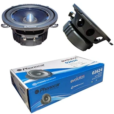 Afbeelding van 2 PHONOCAR 02624 Luidsprekers Mid Bass Woofer 13,00 cm 130 mm 5&quot; 100 Watt rms 200 Max Impedantie 4 ohm 90 DB spl Auto Deuren Zwart, Paar