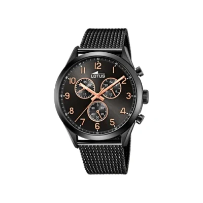 Afbeelding van Lotus Heren chronograaf kwartshorloge met roestvrij stalen armband 18639/1, zwart/zwart, groß,