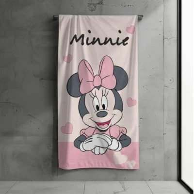 Afbeelding van MTOnlinehandel Badhanddoek voor kinderen, 70 x 140 cm, 100% katoen, zacht, absorberend, strandlaken jongens en meisjes (Minnie)