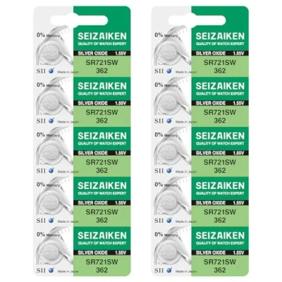 Afbeelding van Seizaiken Seiko 362 SR721SW horloge batterijen, zilveroxide, 1,55 V, 0% Hg, 10 stuks