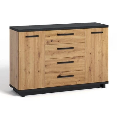 Afbeelding van Meubella Dressoir Incala Eiken Zwart 135 cm