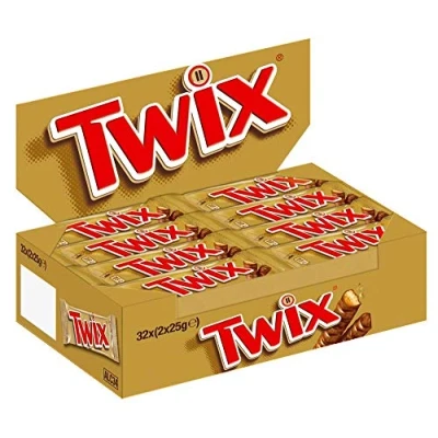 Image de TWIX, barres chocolat au lait avec biscuit nappage caramel 1 Boite de 32 individuelles 50g