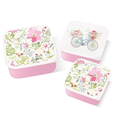 Afbeelding van Puckator Julie Dodsworth Lunchbox, botanisch, roze, M/L/XL, lunchbox met meerdere vakken, kleine voedselcontainers, voor volwassenen en kinderen