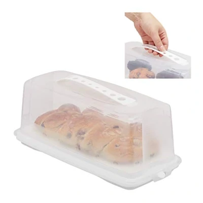 Afbeelding van Relaxdays taartdoos rechthoek taart bewaardoos cakedoos transportbox voor cake wit
