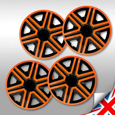 Afbeelding van 16 &quot;NRM ACTIE DUBBELKLEUR ORANJE ZWART WIELDOPPEN
