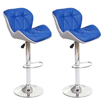 Afbeelding van Mendler HWC A92 Barkruk, in hoogte verstelbaar, kunstleer, blauw, 2 stuks