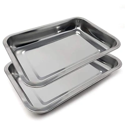 Afbeelding van Space Home Set van 2 dienbladen diepe schotel rechthoekig roestvrij staal 40 x 30 cm